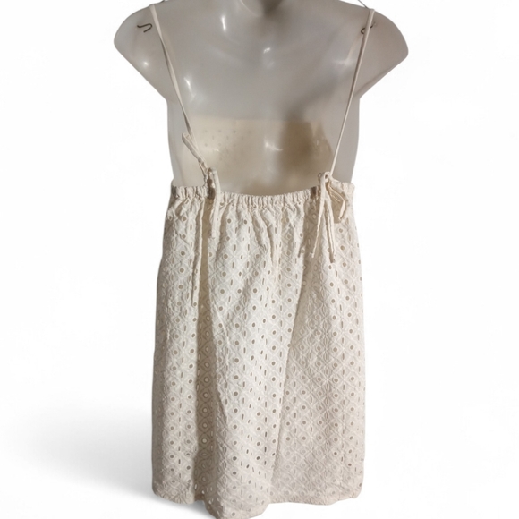 Vitamin A Eyelet Tie Shoulder Swim Coverup White Mini Beach Dress Sz M - Picture 8 of 8